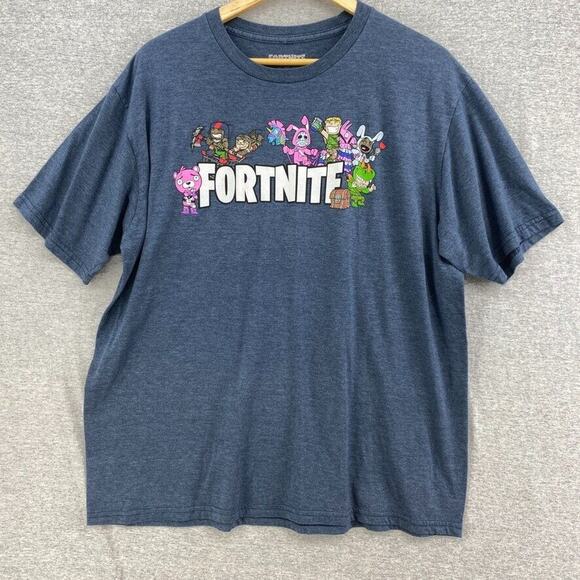Fortnite Tshirt Mens Extra Large Blue Chibi Tee Short Sleeve Video Game - Picture 1 of 7